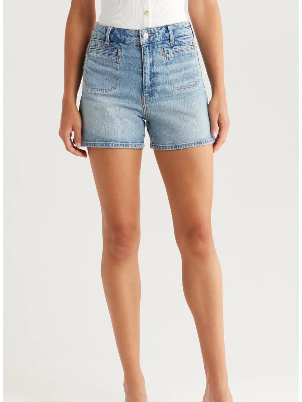 PAIGE Dani High Waist Cutoff Denim Shorts in Expedition